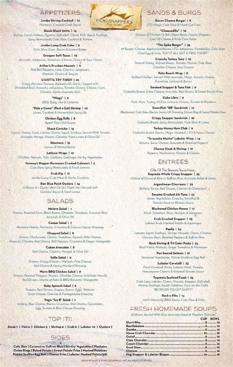 hog snappers shack & sushi|hog snappers tequesta menu.